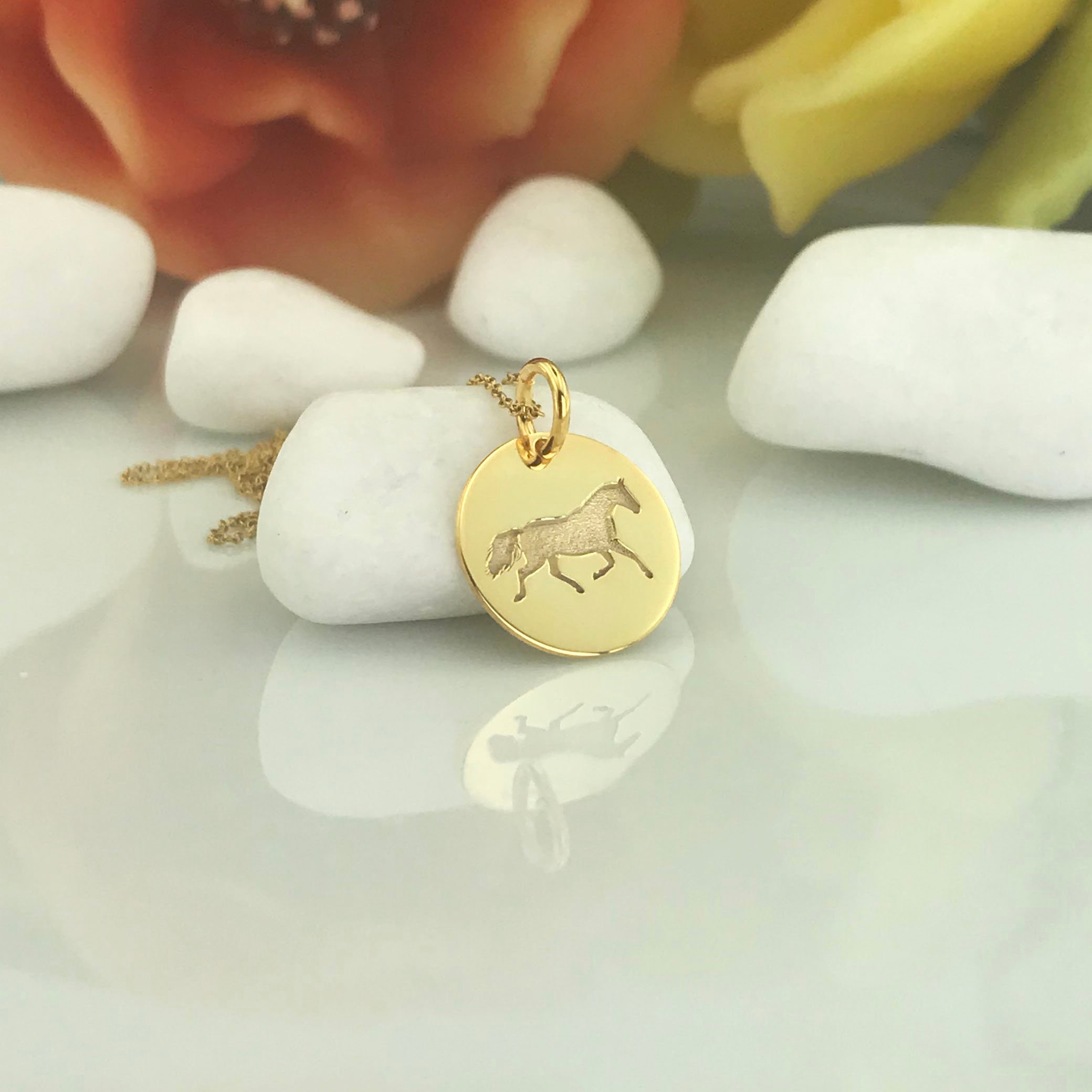 Real 14k Solid Gold Horse Necklace Personalized Horse Etsy