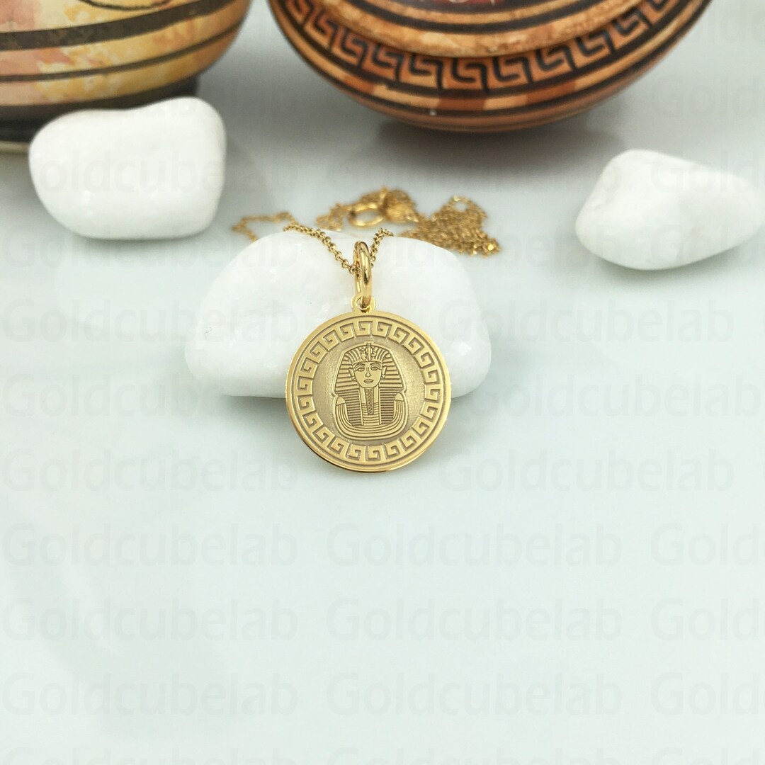 Real 14k Solid Gold Pharaoh Necklace, Personalized Pharaoh Pendant