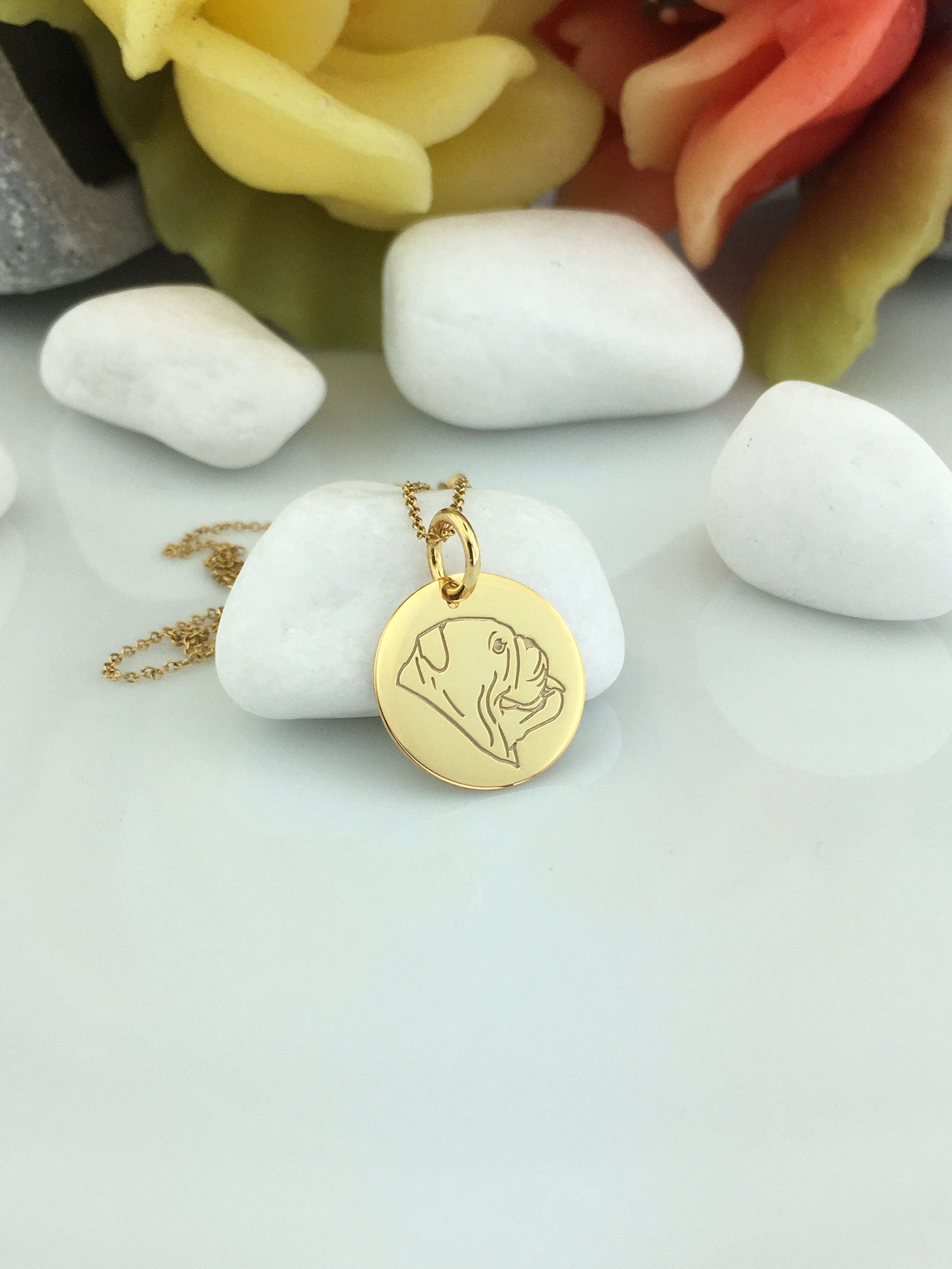 14k Pet Memorial English Bulldog Necklace, Personalized English Bulldog Pendant, Dainty Dog Necklace, Charm Pet Jewelry, English Bulldog