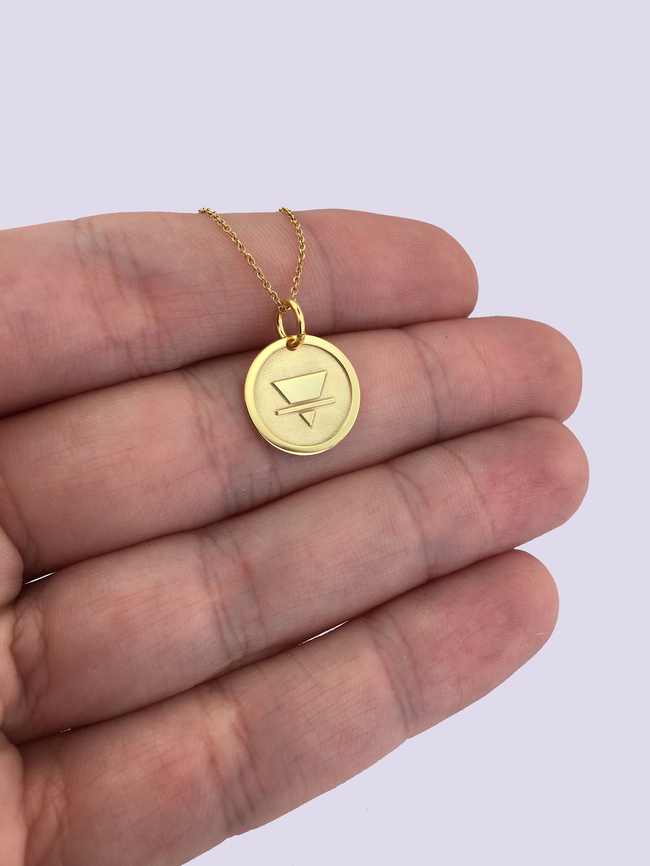 Real 14k Solid Gold Earth Element Necklace, Personalized Earth 