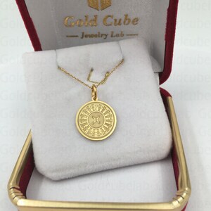 Real 14k Solid Gold Roulette Wheel Necklace, Personalized Roulette ...