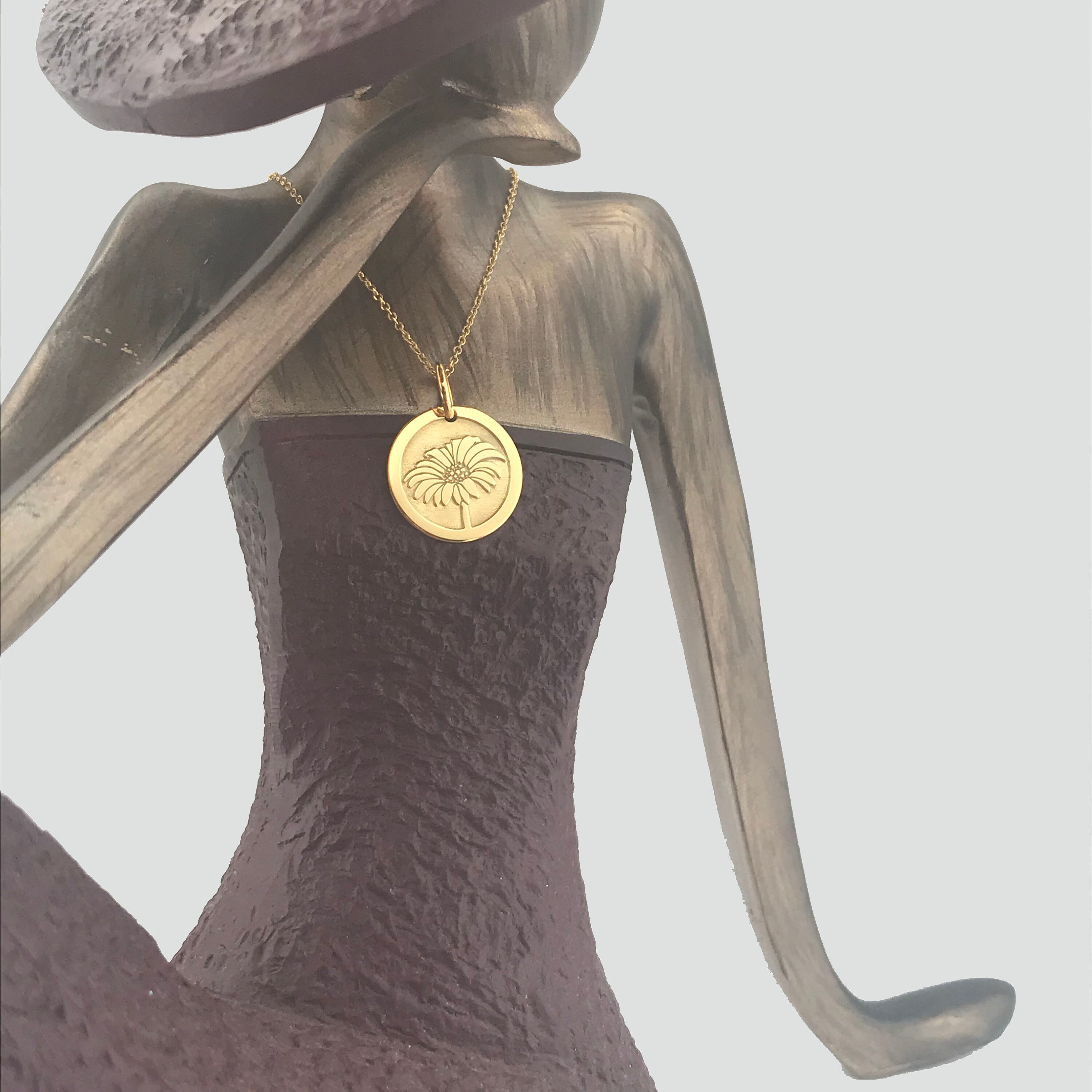 Real 14k Solid Gold Daisy Flower Necklace Personalized Gold Etsy