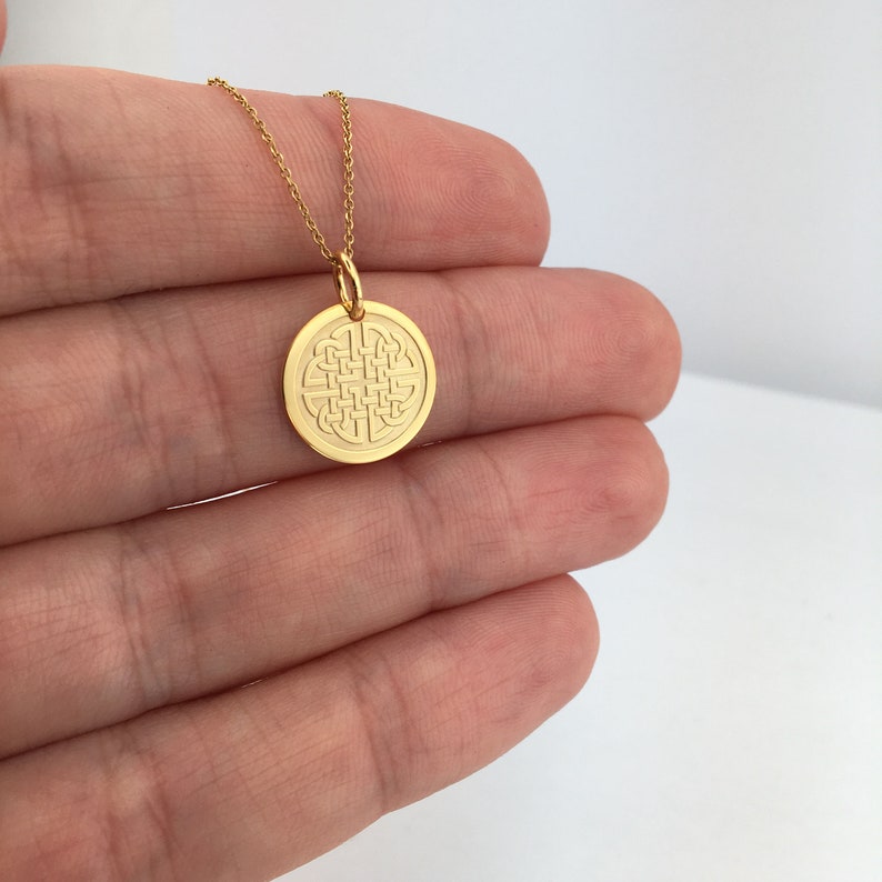 Real 14k Solid Gold Dara Knot Necklace, Personalized Dara Knot Pendant, Celtic Symbol, Dara Knot Jewelry, Gold Celtic Dara Knot Pendant image 4