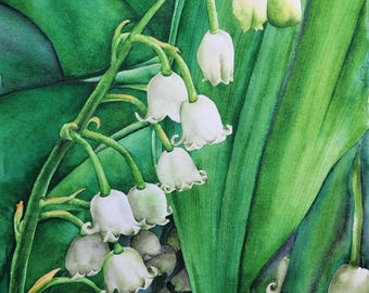 Watercolor Lily of the Valley Card: Elegant Floral Note Card