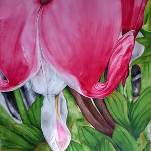 Bleeding Heart Card, Watercolor Greeting Card, Pink Flower Art, Floral Print Card, Flower Note Card, Botanical Card