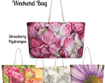Floral Watercolor Print Large Bag, Beach Carry, Flower Large Carry-on
