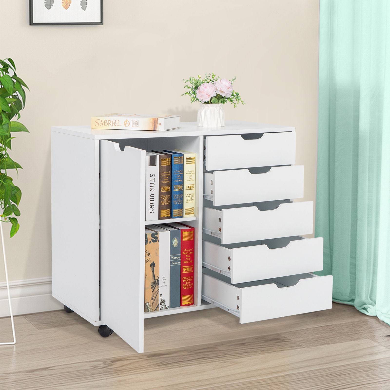 Portable filing on wheels with 5 drawers free Etsy