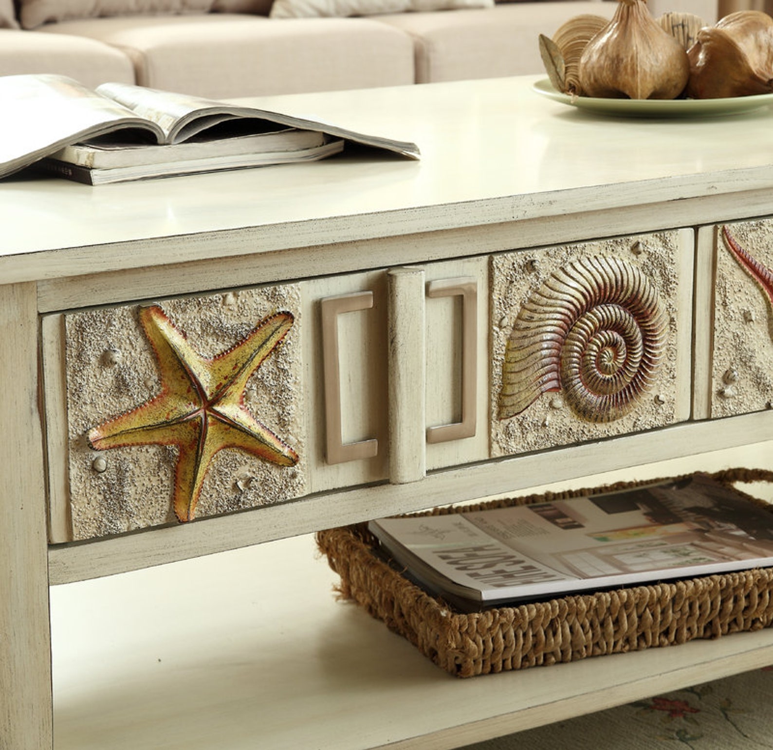 Coastal decor coffee table real wood coastal design Etsy