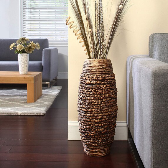 Medium natural wood floor vase 23.5 inches rustic Etsy