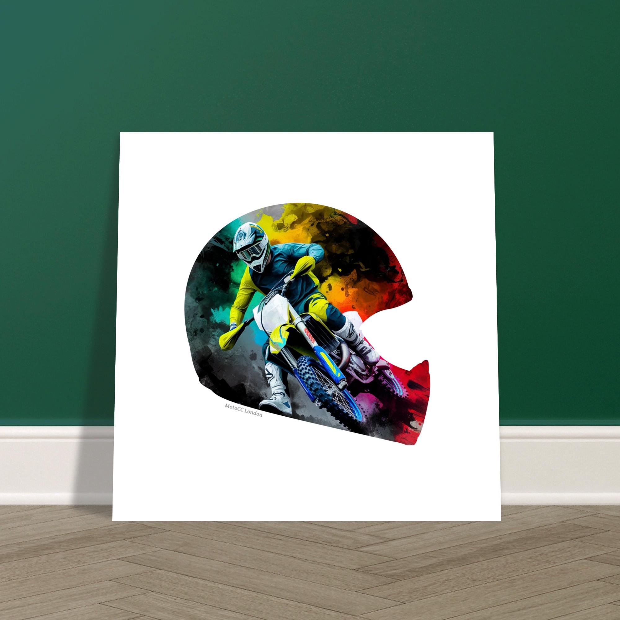 Motocross Rider Splash Art Poster - Unique Premium Print 2 - not framed
