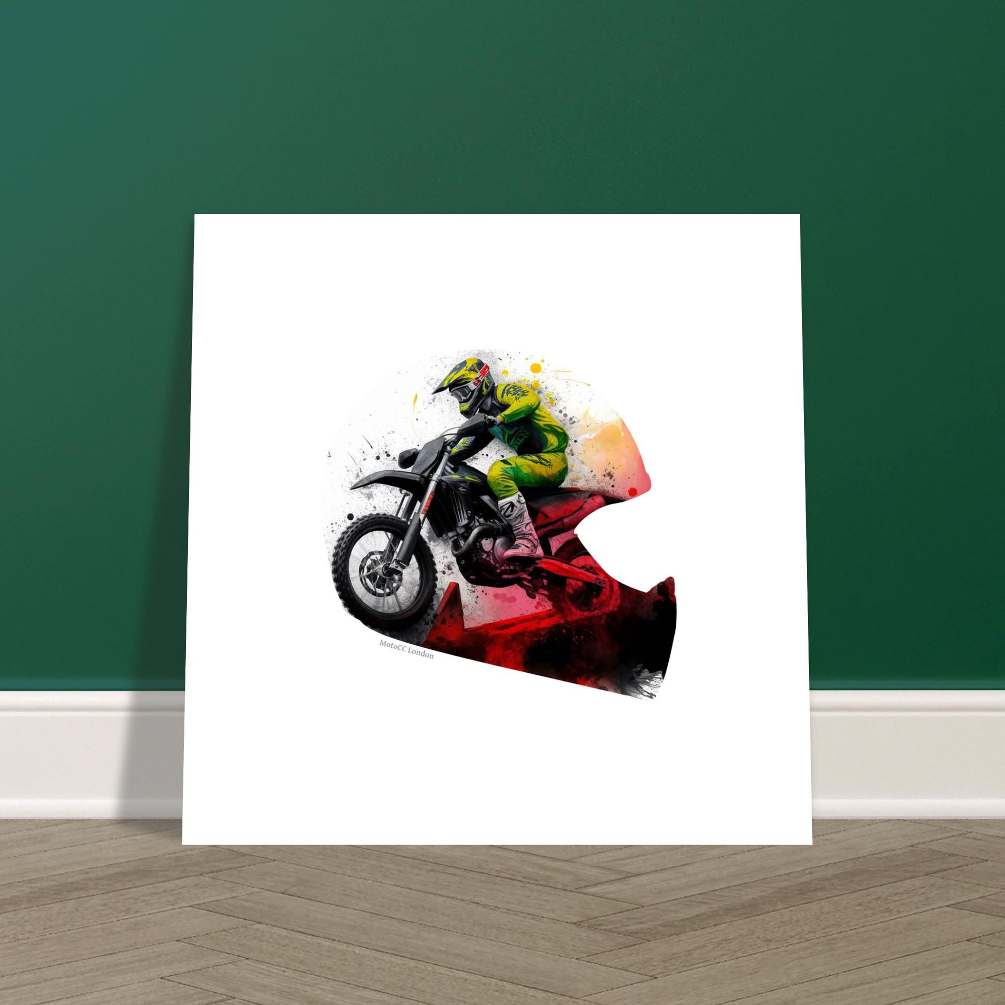 Motocross Rider Splash Art Poster - Unique Premium Print 1 - not framed