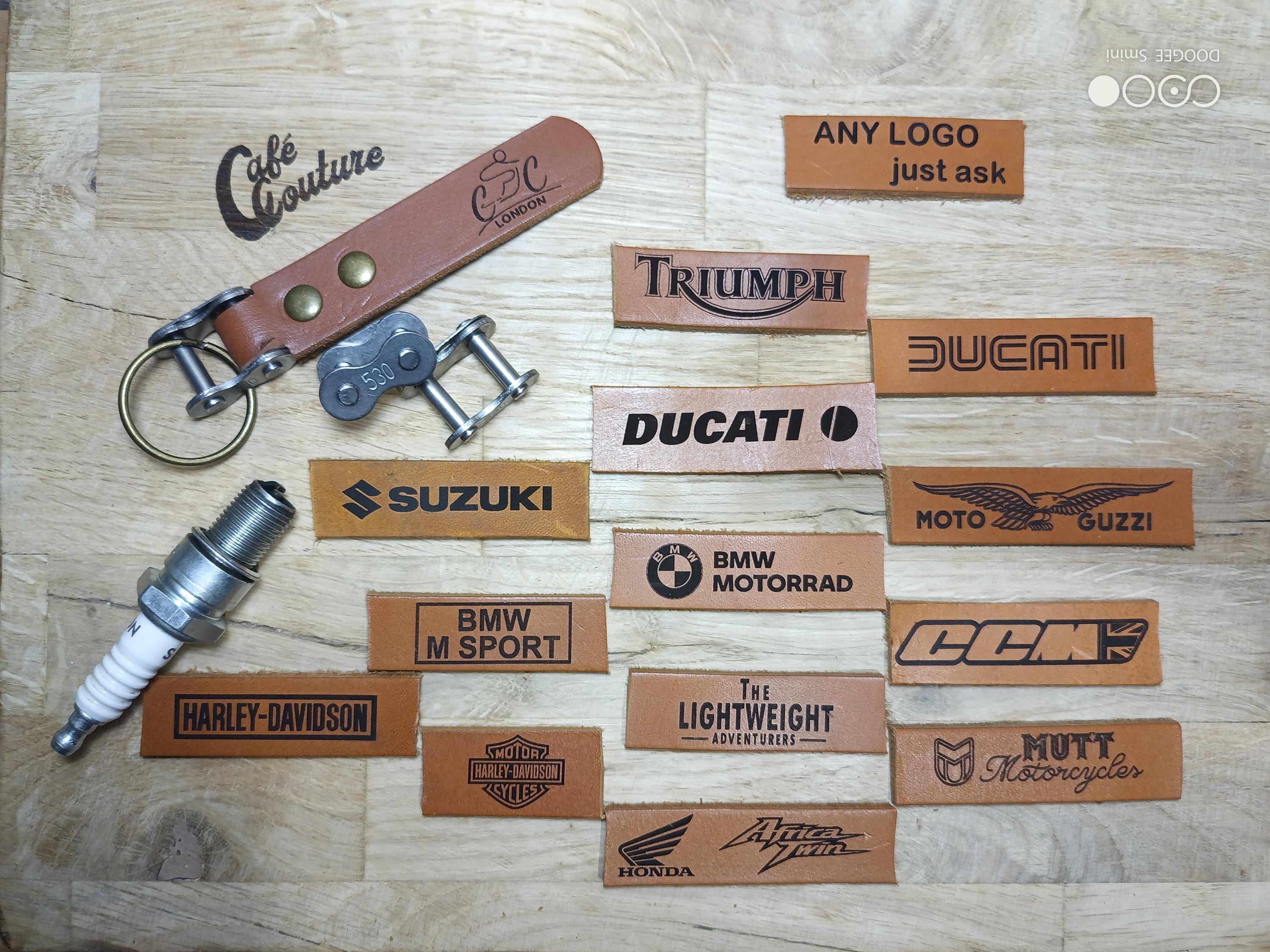Custom Logo Leather Keyring – Motorcycle Chain Split Link, UK Made