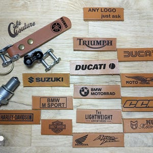 YAMAHA-logo - Handgemaakte, bruin leer en gespleten schakelketting - Motorcycle Cafe Racer-stijl - gemaakt in het VK, levering wereldwijd