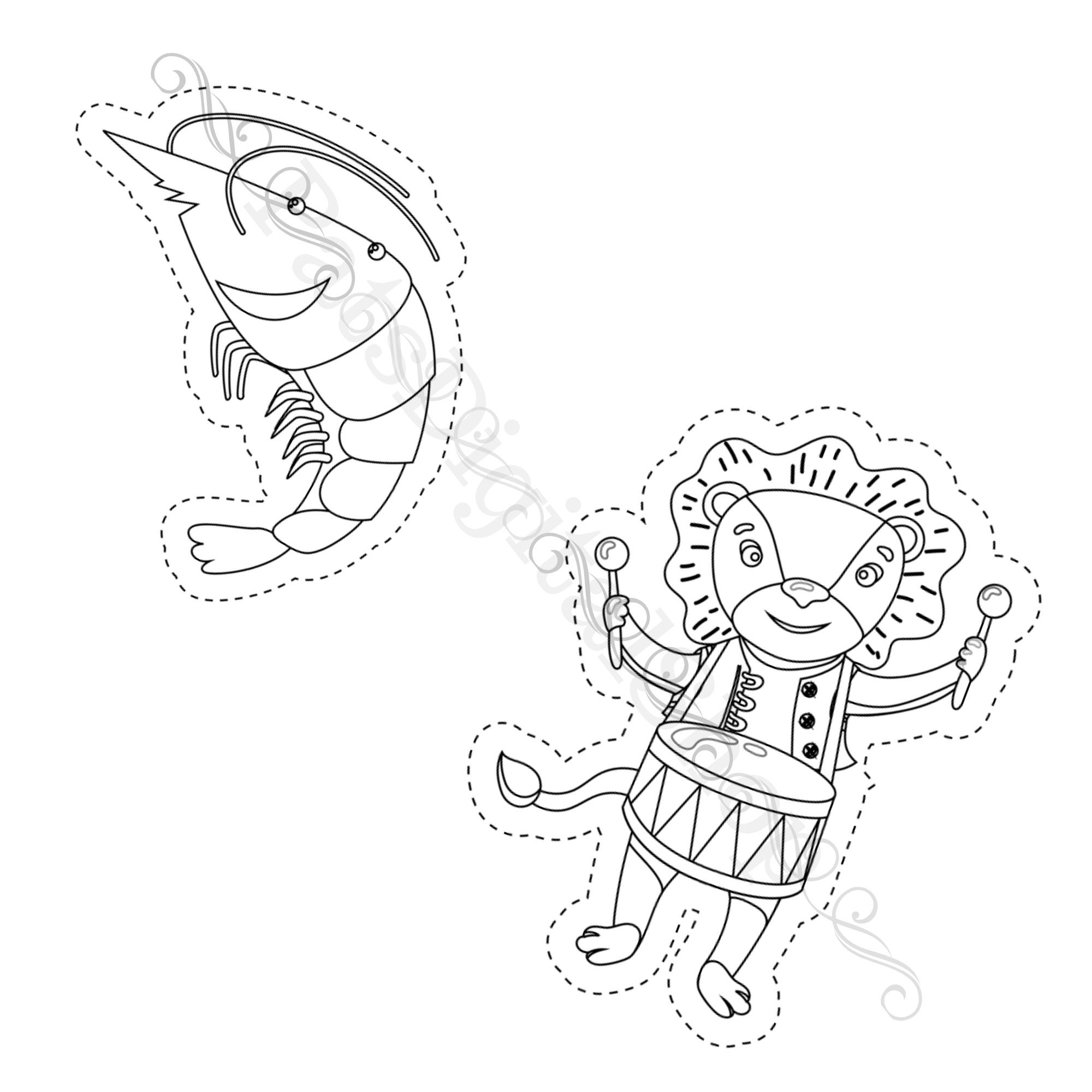 Color and Cut Out Animals Coloring Pages Kids | Etsy