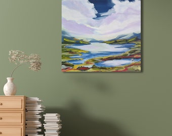 Paysage abstrait 240506-007, original, UNIKAT, acrylique sur toile, 60x60x1,5 cm