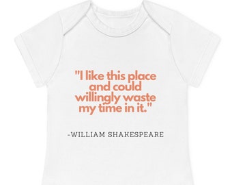 body de bebé orgánico William Shakespeare cita de Como gustéis camiseta de bebé literaria de algodón orgánico regalo de bebé humorístico mono lindo