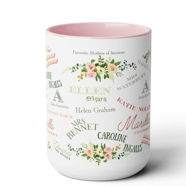 Taza de regalo del día de las madres, taza favorita de las madres de la literatura para los amantes de los libros, lectores ávidos, bibliófilos, amantes del café, amantes del té, taza bonita floral