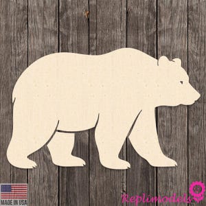 Grizzly Bear Design Wall Art Decor Shape Cut Wood Cutout Various Sizes for DIY (Unfinished Wood ) |