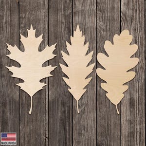 Oak Leaf Design Cut Wood Cutout Accent Various Sizes for DIY (Unfinished Wood) |