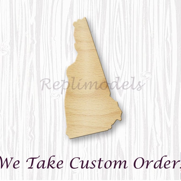 New Hampshire NH State Borders Territory Shape Wood Cutout Various Sizes for DIY (Unfinished Wood)