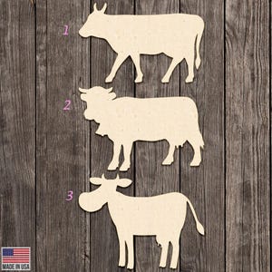 Farm Cow Design Shapes Cut Wood Cutout Various Sizes for DIY (Unfinished Wood ) | Farm Barnyard Animal Wood Cutout |