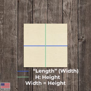 Custom Size (Precise) Square Shape Wood Cutout Various Sizes for DIY (Unfinished Wood Stencil) |