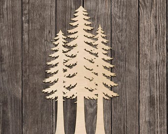 Evergreen Pine Tree Cluster – Intricate Wooden Cutout for DIY Crafts & Rustic Wall Decor | Unfinished Wood | Various Sizes