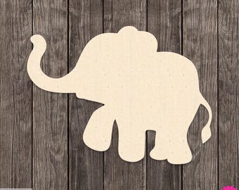 Wooden Baby Elephant Cute Animal Zoo Shape Wood Cutout Various Sizes for DIY (Unfinished Wood ) |
