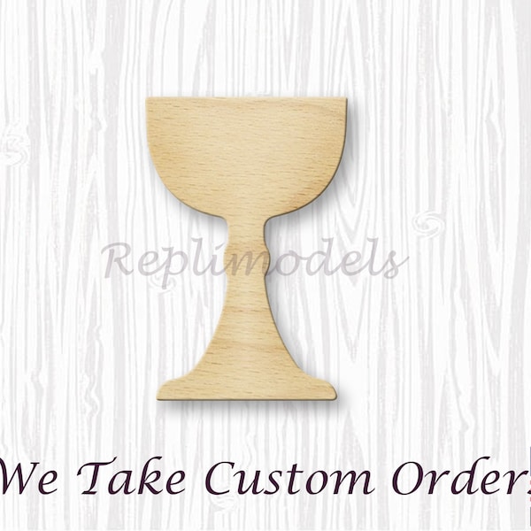 Chalice Cup - 101 - Shape Wood Engraved Cutout Various Sizes for DIY (Unfinished Wood)