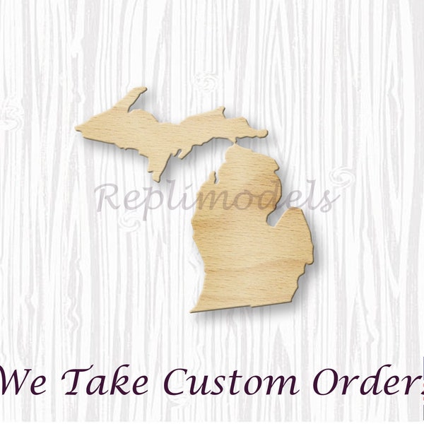 Michigan MI State Borders Territory Shape Wood Cutout Various Sizes for DIY (Unfinished Wood)