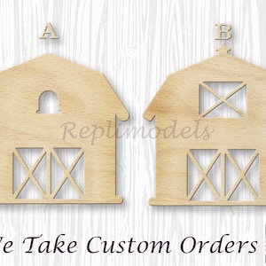 Barn with Doors Farmhouse Shape Cutout Hole Wood Cutout Various Sizes for DIY (Unfinished Wood) |