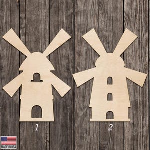 Windmill Shape Cutout Hole Wood Cutout Various Sizes for DIY (Unfinished Wood) |