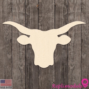 Texas Longhorn Shape Wood Cutout Various Sizes for DIY (Unfinished Wood) |