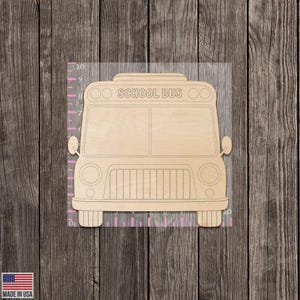 School Bus Front Design Cut Shape Wood Engraved Cutout Various Sizes ...