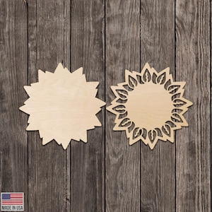 Sunflower Wood Blank with (Optional Overlay) – DIY Unfinished Cutout for Coaster, Baby Milestone, or Craft Sign
