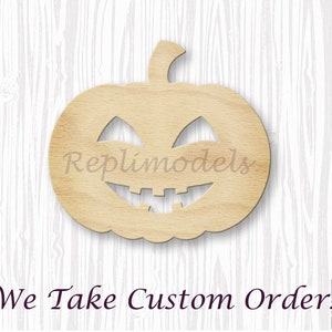 Halloween Pumpkin Stem Shape Wood Engraved Cutout Various Sizes for DIY (Unfinished Wood)