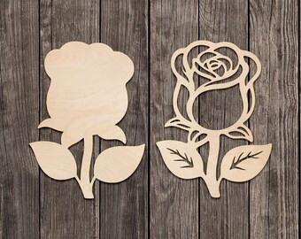 Rose Wood Cutout – Unfinished Floral Craft Shape with Elegant Petal Design | DIY Decor for Signs, Wreaths, Painting, Gifts & Wall Art