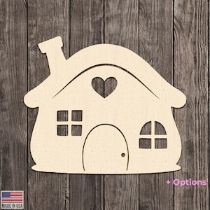 House of Love Design Shape Cut Wood Cutout Various Sizes for DIY (Unfinished Plywood ) |