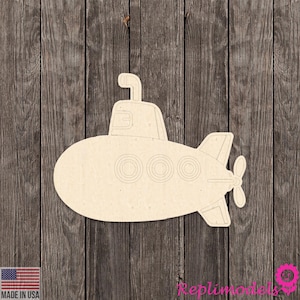 Cute Submarine Design Cut Shape Cut Wood Engraved Cutout Various Sizes for DIY (Unfinished Wood )