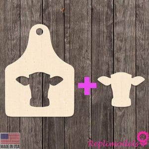 Farm Cow Ear Tag Cattle Tag with Cow Head Shape Cutout Hole Wood Cutout Various Sizes for DIY (Unfinished Wood) |