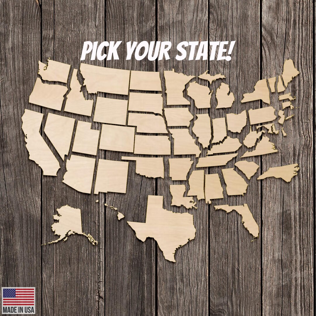 USA Map Cutout by State – Unfinished Wood Shape for DIY Projects ...