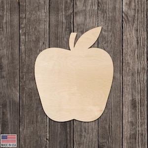 Chunky Blocky Modern Apple Shaped Design Cut Wall Decor, Accents, Craft Projects Cutout DIY (Unfinished Wood) |