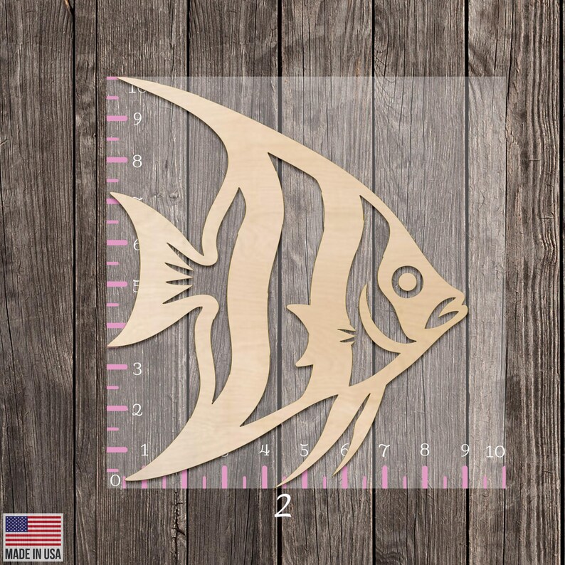 Simple Angelfish Shape Angel Fish Shape Optional Overlay Design Tropical Wood Cutout Various ...