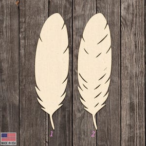 American Bald Eagle Wing Feather Bird Shape Wood Cutout Various Sizes for DIY (Unfinished Wood) |