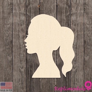 Girl Woman Head Profile Wood Cutout Various Sizes for DIY (Unfinished Wood ) |