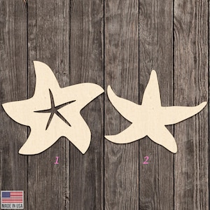 Sea Creatures Starfish Shape Wood Cutout Various Sizes for DIY (Unfinished Wood) |