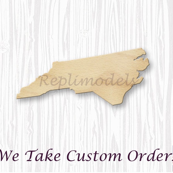 North Carolina NC State Borders Territory Shape Wood Cutout Various Sizes for DIY (Unfinished Wood)