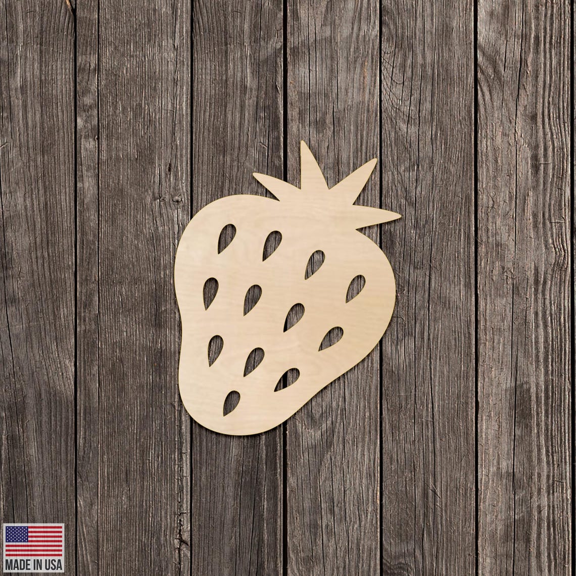 Woodcut Raspberry Strawberry Design Shape Cut Wood Cutout Various Sizes for DIY ...