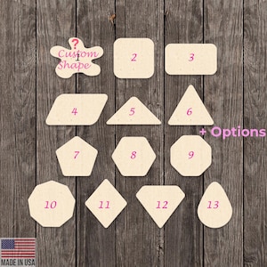 Rounded Corners Geometric Shape Blank Wood Cutout Various Sizes for DIY (Unfinished Wood) Rounded Square Triangle Hexagon Pentagon Diamond
