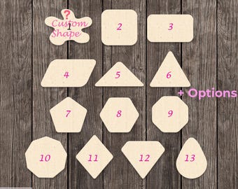 Rounded Corners Geometric Shape Blank Wood Cutout Various Sizes for DIY (Unfinished Wood) Rounded Square Triangle Hexagon Pentagon Diamond